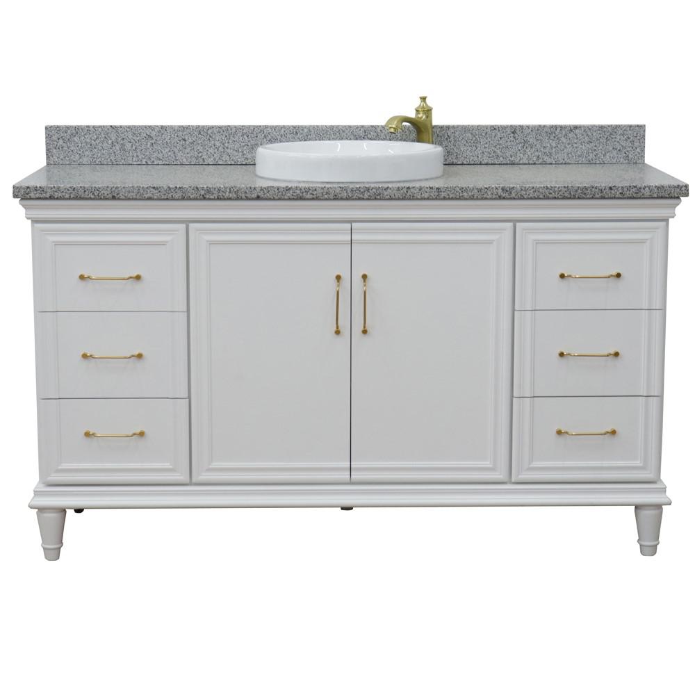 61 Single vanity in White finish with Gray granite and round sink. Picture 6