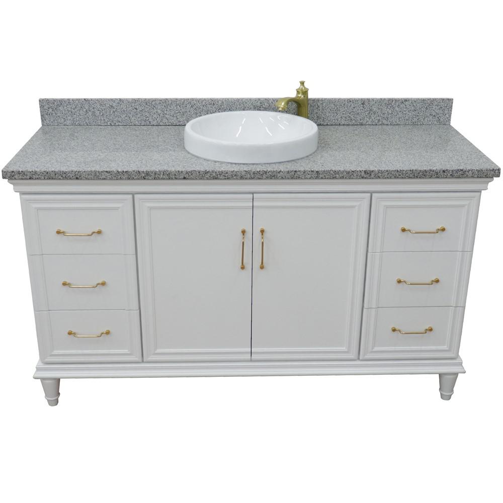 61 Single vanity in White finish with Gray granite and round sink. Picture 8