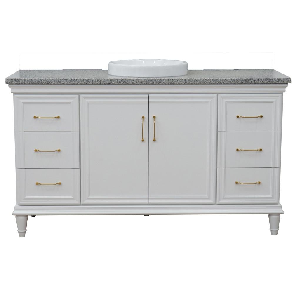 61 Single vanity in White finish with Gray granite and round sink. Picture 12