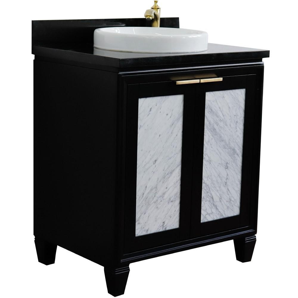 31 Single sink vanity in Black finish with Black galaxy granite with round sink. Picture 3
