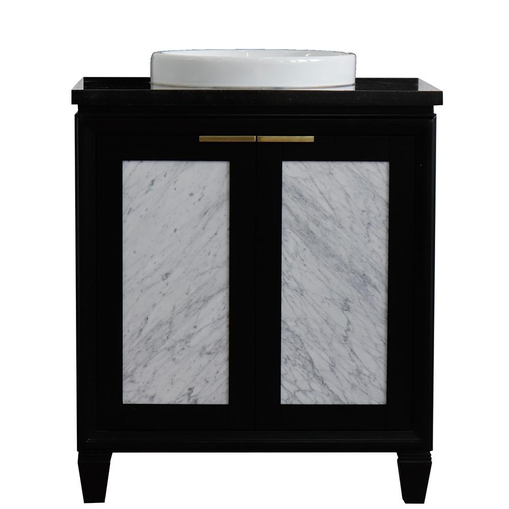 31 Single sink vanity in Black finish with Black galaxy granite with round sink. Picture 4