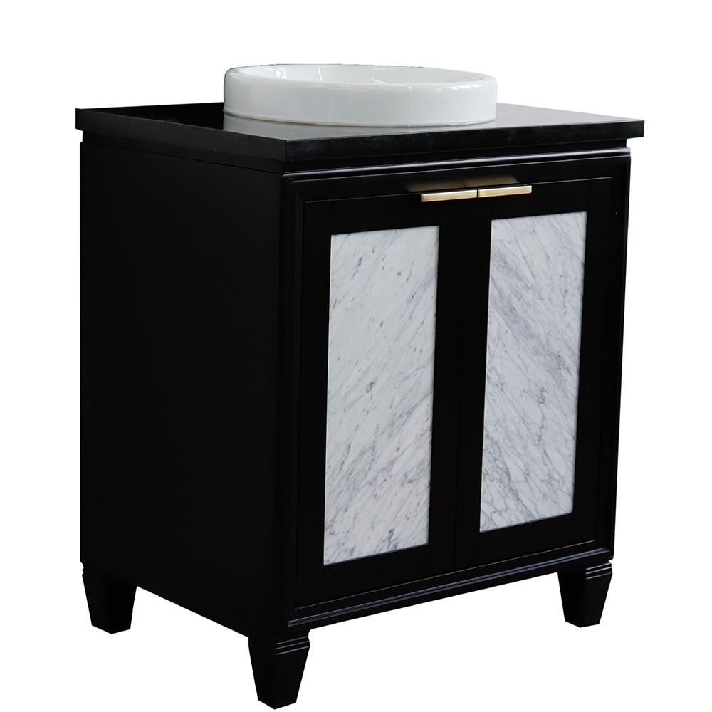 31 Single sink vanity in Black finish with Black galaxy granite with round sink. Picture 5