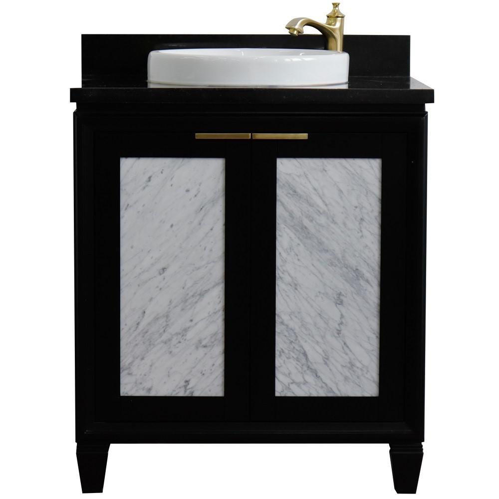 31 Single sink vanity in Black finish with Black galaxy granite with round sink. Picture 7