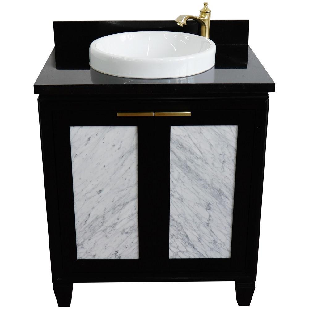 31 Single sink vanity in Black finish with Black galaxy granite with round sink. Picture 9