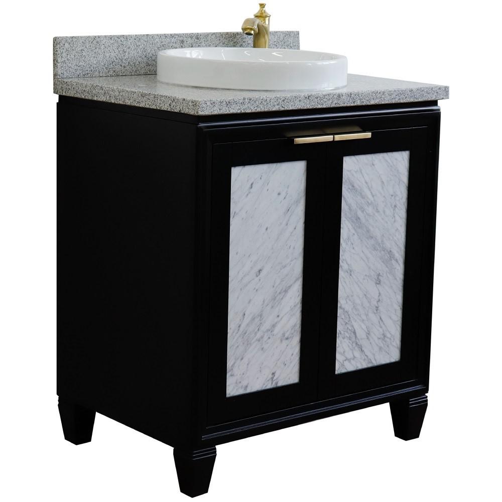 31 Single sink vanity in Black finish with Gray granite with round sink. Picture 3