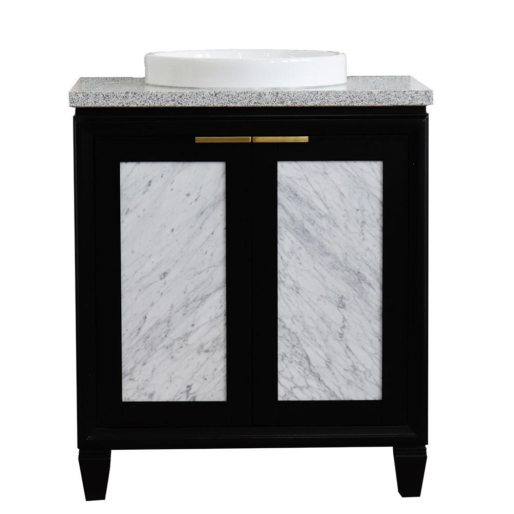 31 Single sink vanity in Black finish with Gray granite with round sink. Picture 4