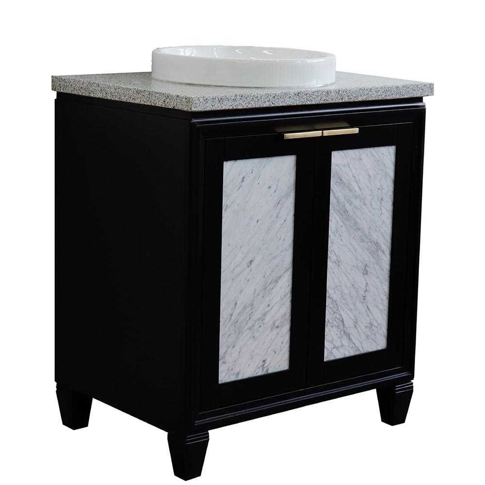 31 Single sink vanity in Black finish with Gray granite with round sink. Picture 5