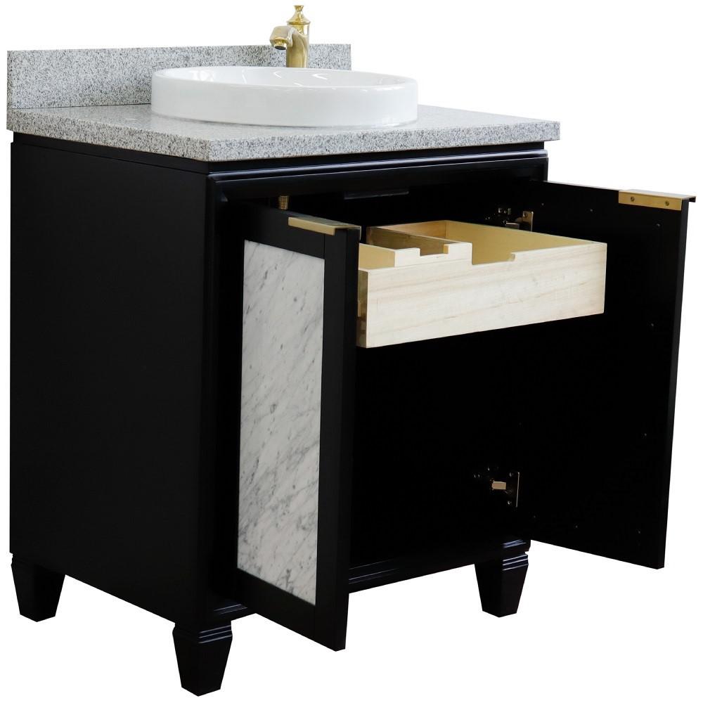 31 Single sink vanity in Black finish with Gray granite with round sink. Picture 6