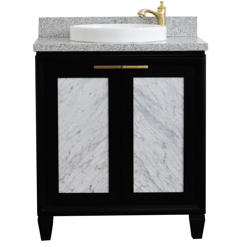 31 Single sink vanity in Black finish with Gray granite with round sink. Picture 7