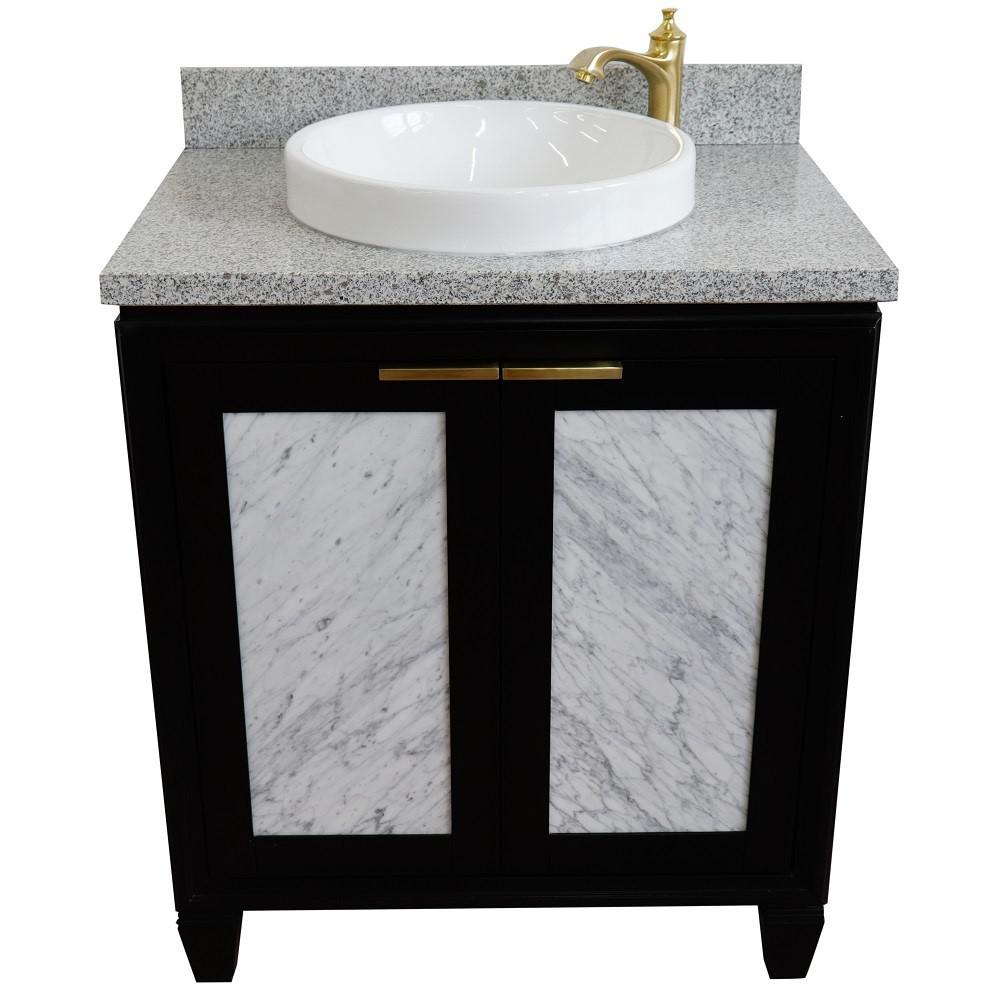 31 Single sink vanity in Black finish with Gray granite with round sink. Picture 9