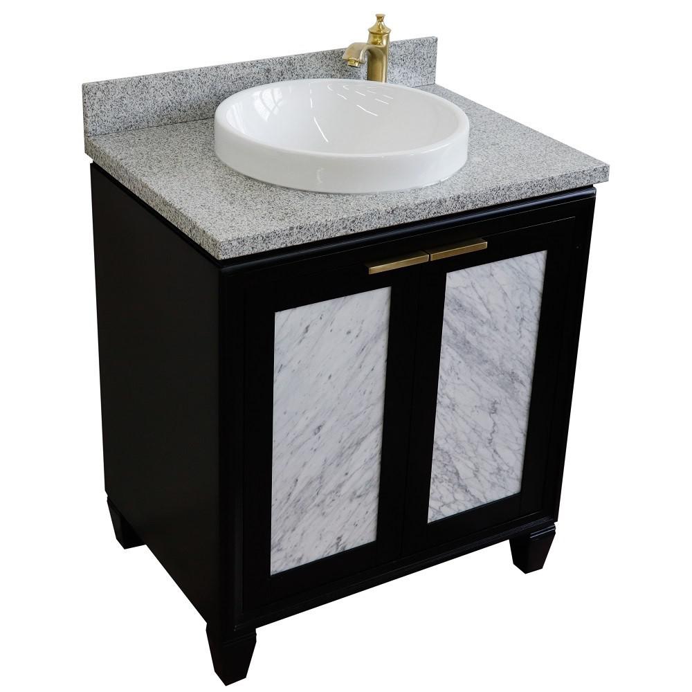 31 Single sink vanity in Black finish with Gray granite with round sink. Picture 10