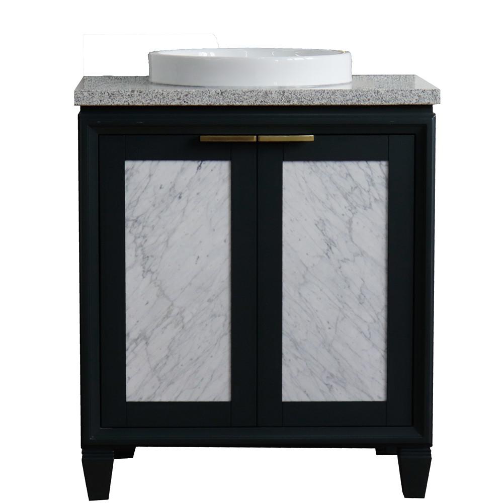 31 Single sink vanity in Dark Gray finish with Gray granite with round sink. Picture 5
