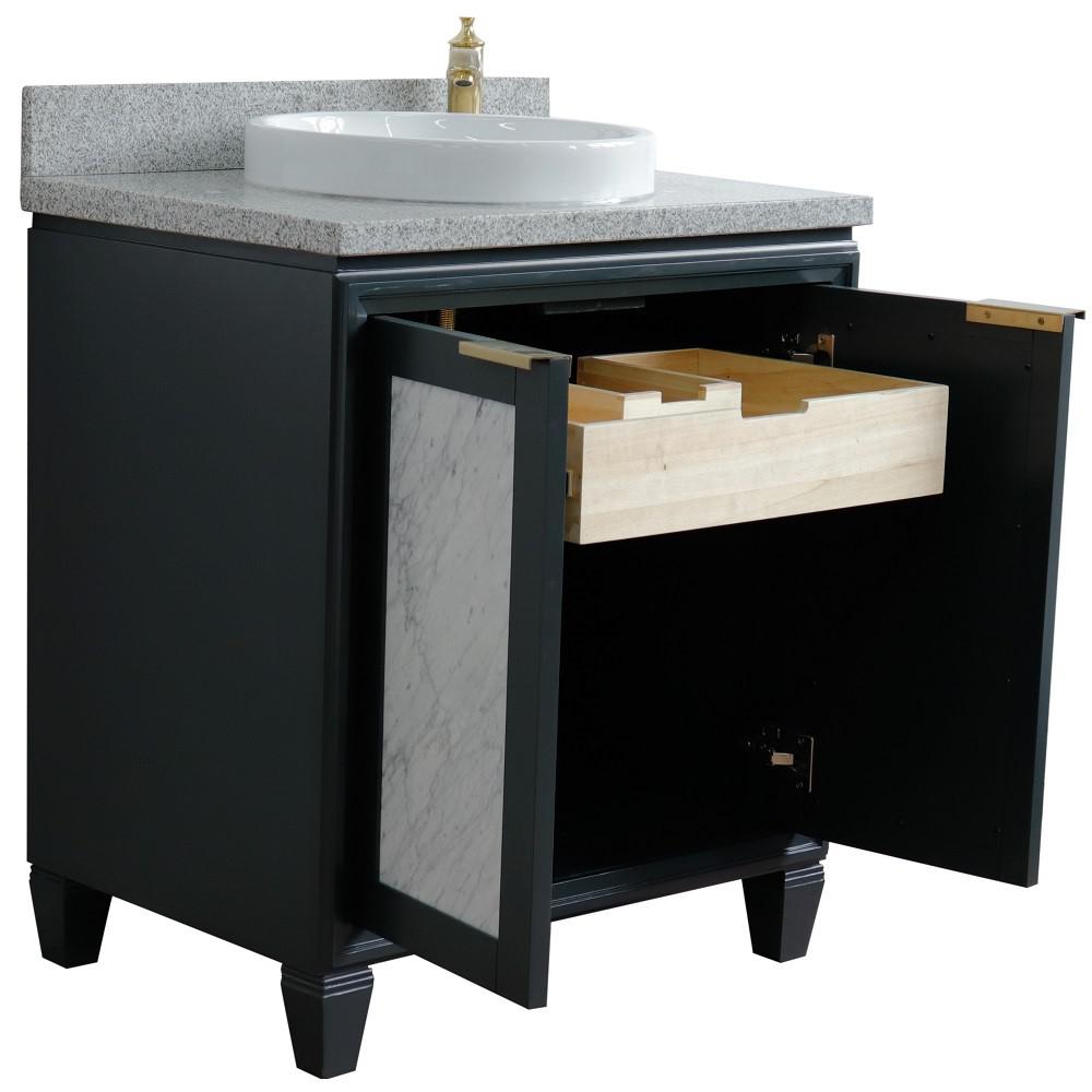 31 Single sink vanity in Dark Gray finish with Gray granite with round sink. Picture 7
