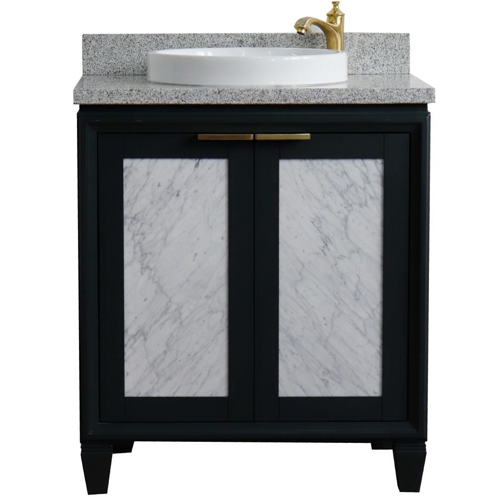 31 Single sink vanity in Dark Gray finish with Gray granite with round sink. Picture 8