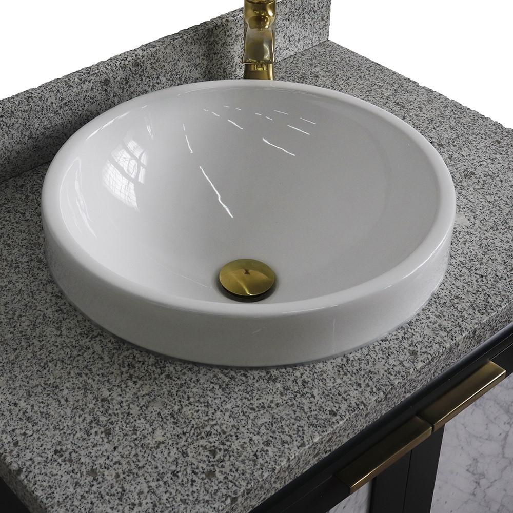 31 Single sink vanity in Dark Gray finish with Gray granite with round sink. Picture 9