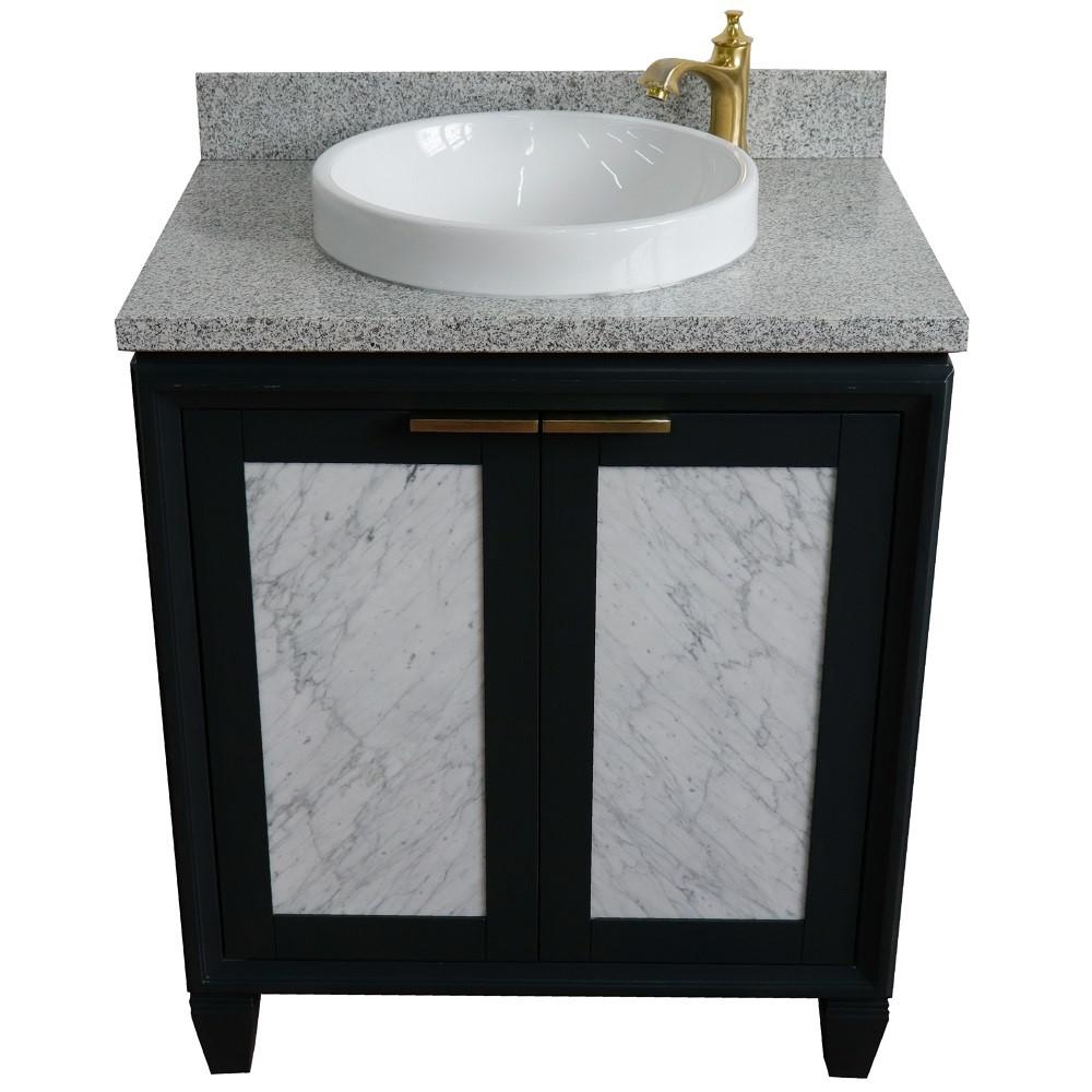 31 Single sink vanity in Dark Gray finish with Gray granite with round sink. Picture 11