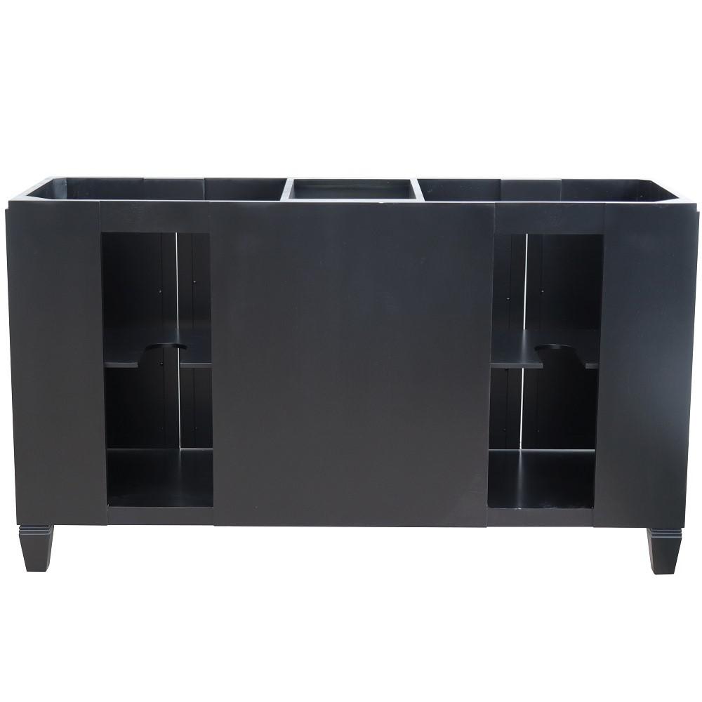 61 Double sink vanity in Black finish with White quartz and round sink. Picture 9