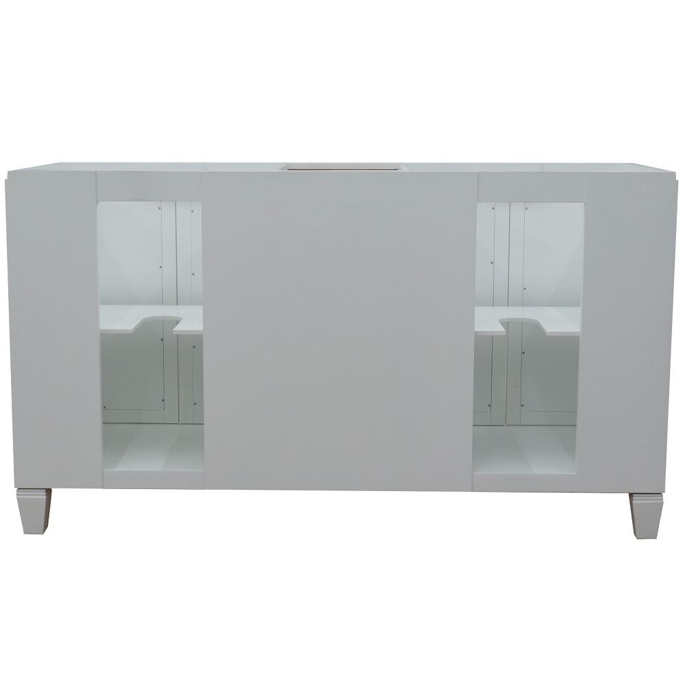 61 Double sink vanity in White finish with White quartz and round sink. Picture 10