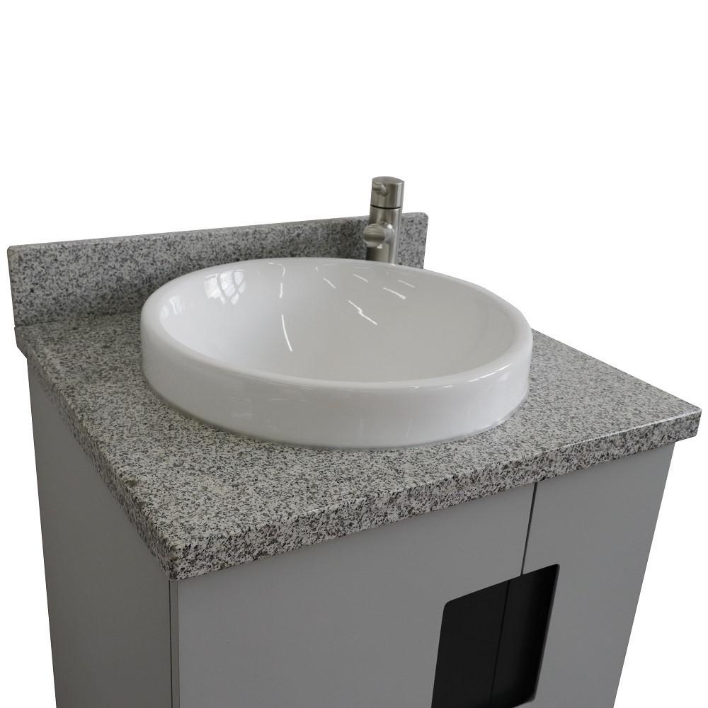 25 Single sink vanity in Light Gray finish with Gray granite and round sink. Picture 8
