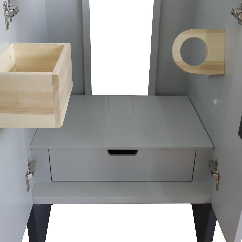 25 Single sink vanity in Light Gray finish with Gray granite and round sink. Picture 12