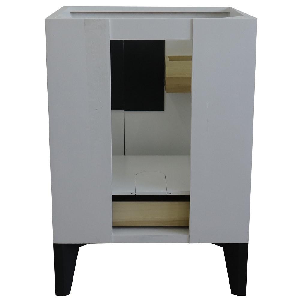 25 Single sink vanity in White finish with White Carrara marble and round sink. Picture 9