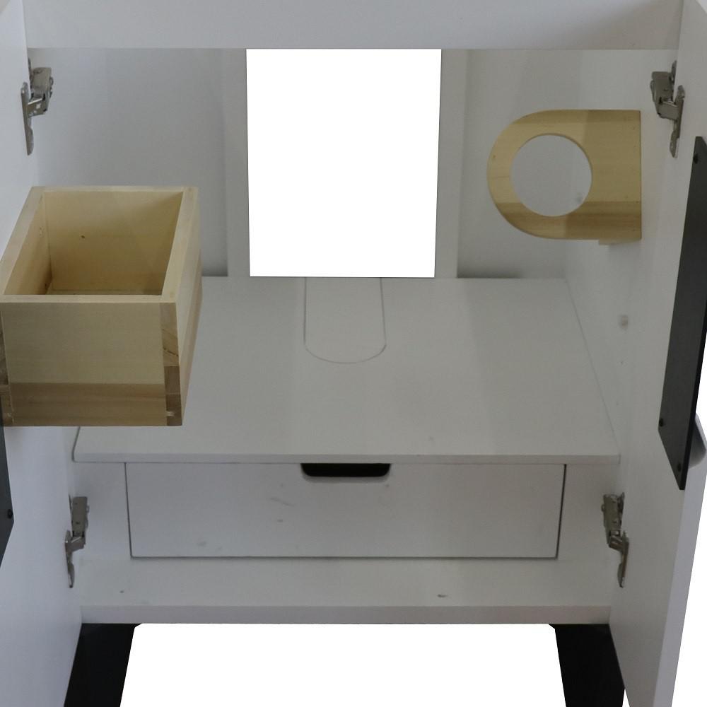 25 Single sink vanity in White finish with White Carrara marble and round sink. Picture 12