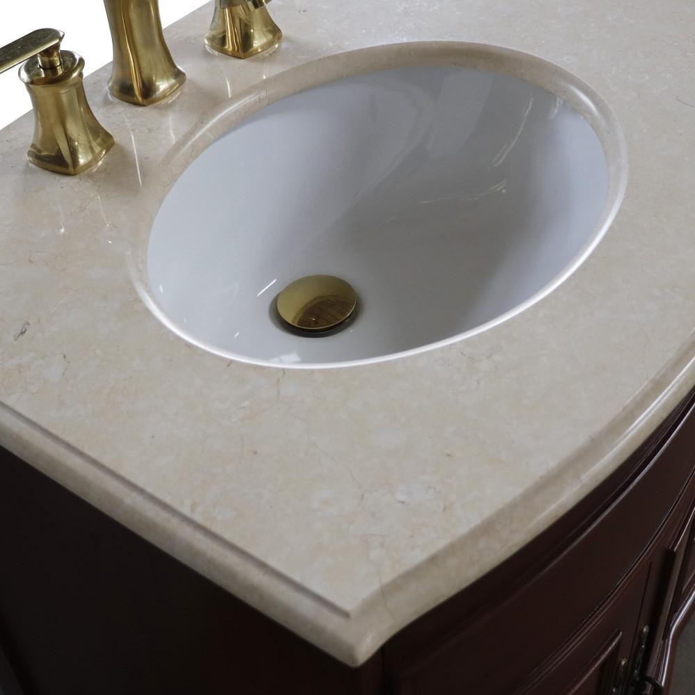 62 in Double sink vanity Walnut finish in Cream Marble top. Picture 10