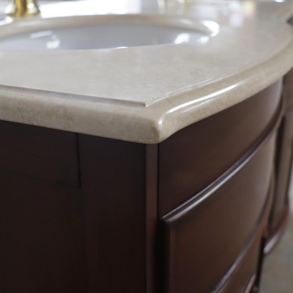 62 in Double sink vanity Walnut finish in Cream Marble top. Picture 11