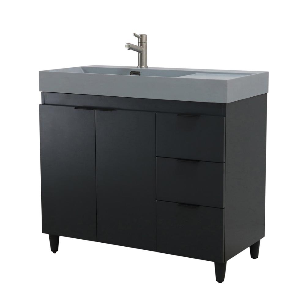 39 in. Single Sink Vanity in Dark Gray with Dark Gray Composite Granite Sink Top. Picture 13