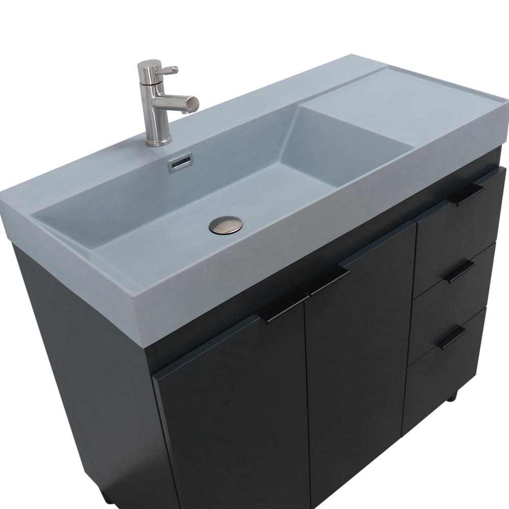 39 in. Single Sink Vanity in Dark Gray with Dark Gray Composite Granite Sink Top. Picture 17