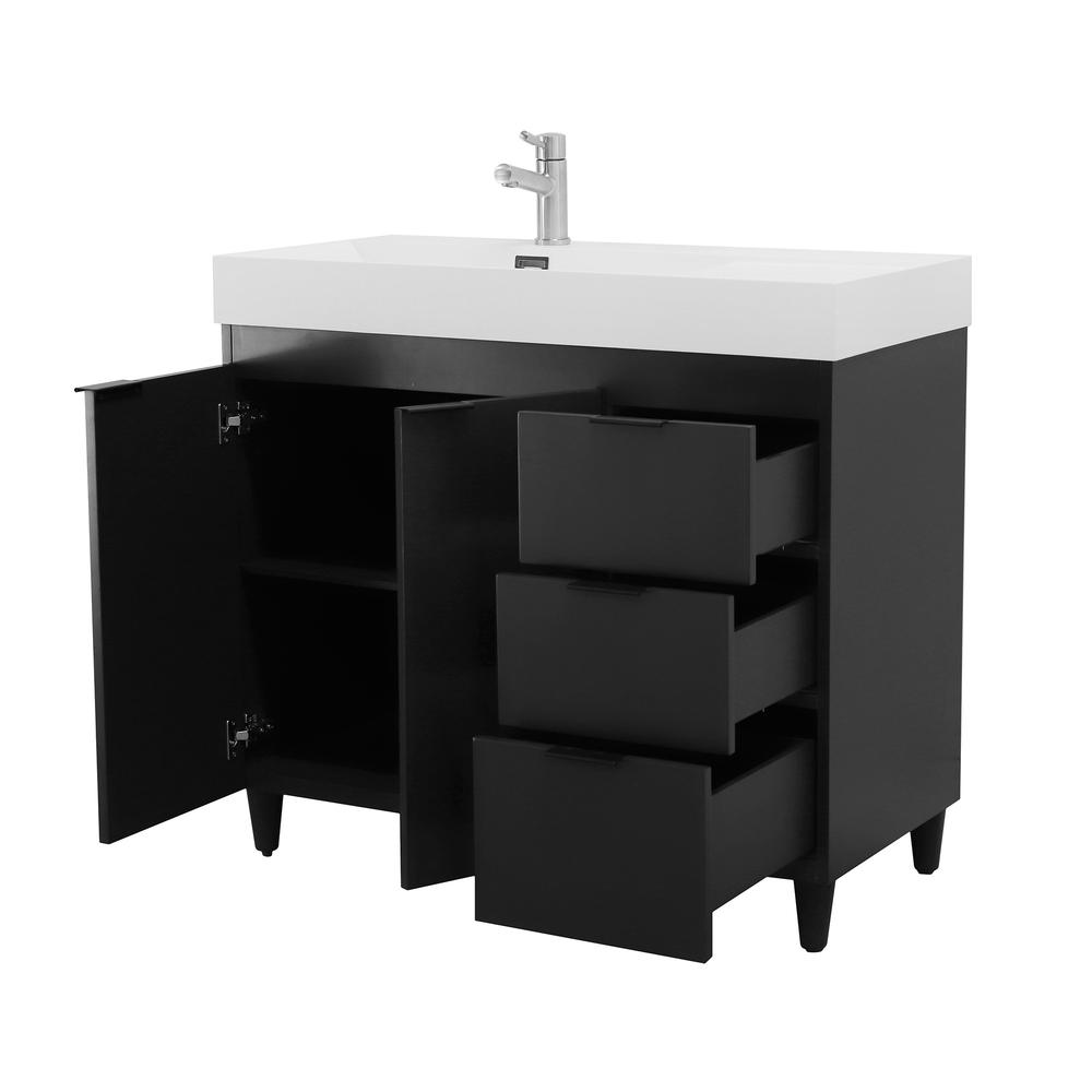 39 in. Single Sink Vanity in Dark Gray with White Composite Granite Sink Top. Picture 10