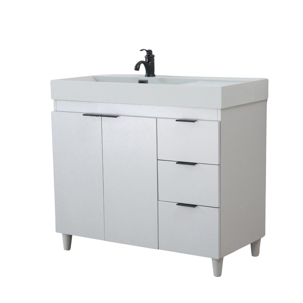 Single Sink Vanity in French Gray with Light Gray Composite Granite Sink Top. Picture 17