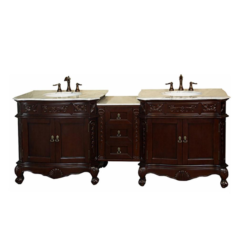 82.7 in. Double sink vanity-walnut-white marble. Picture 2