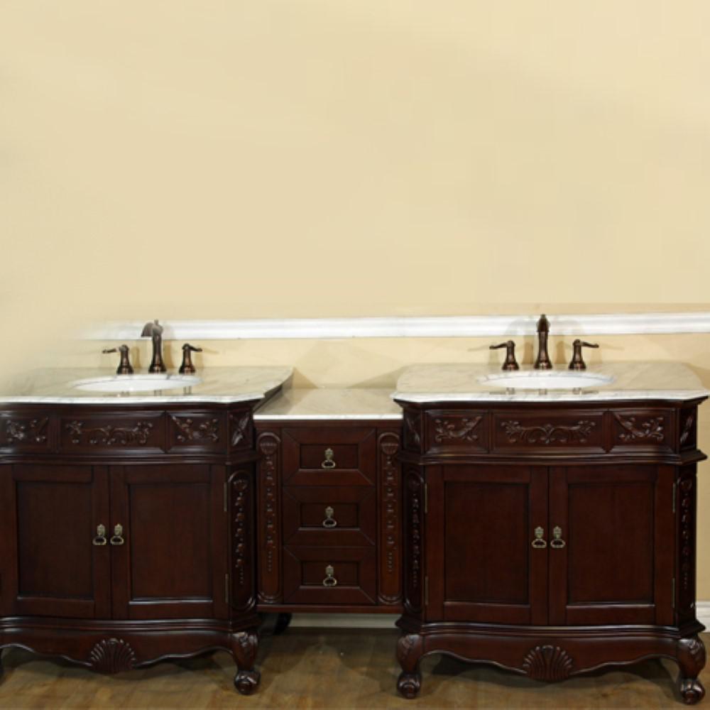 82.7 in. Double sink vanity-walnut-white marble. Picture 5