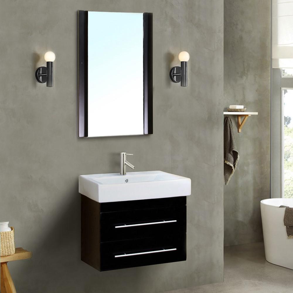24.25 in Single wall mount style sink vanity-wood-black. Picture 2