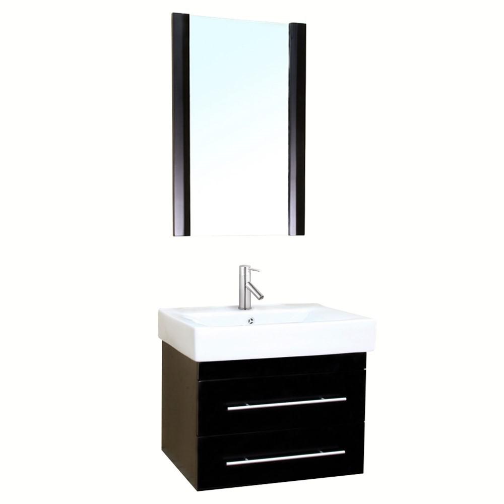24.25 in Single wall mount style sink vanity-wood-black. Picture 3