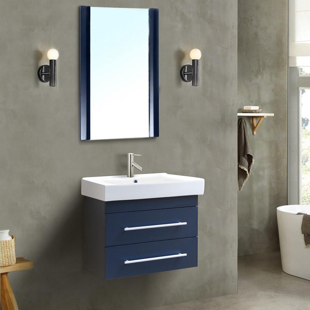 24.25 in Single wall mount style sink vanity-wood-black. Picture 9