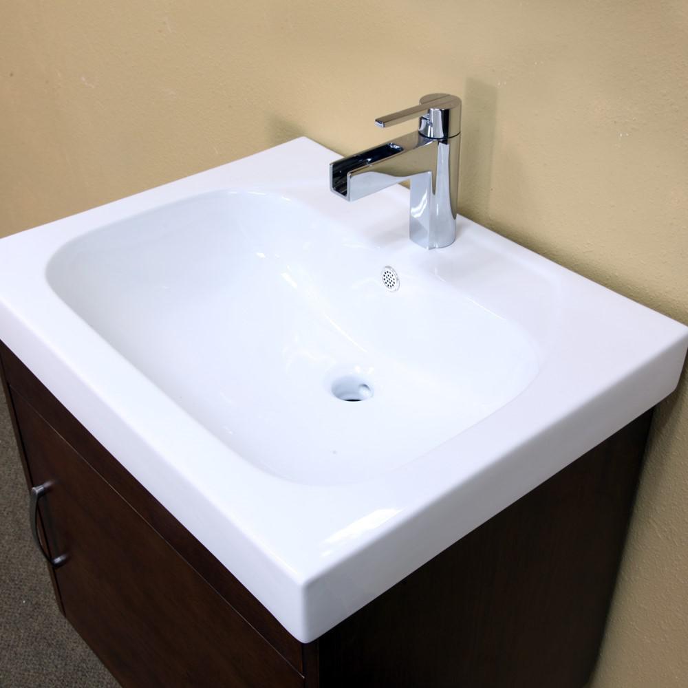 48.8 in Double wall mount style sink vanity-wood- walnut. Picture 6