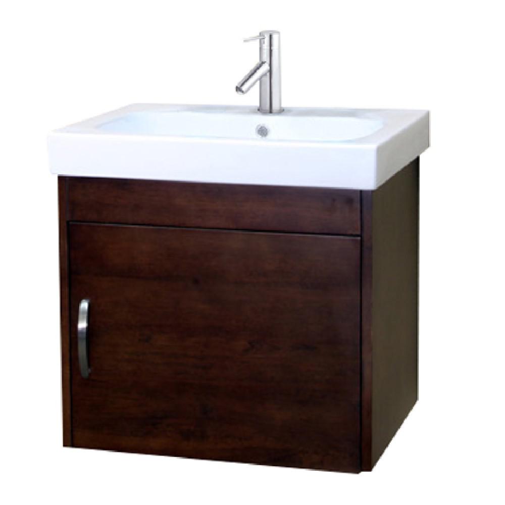 24.4 in Single wall mount style sink vanity-wood- walnut. Picture 3