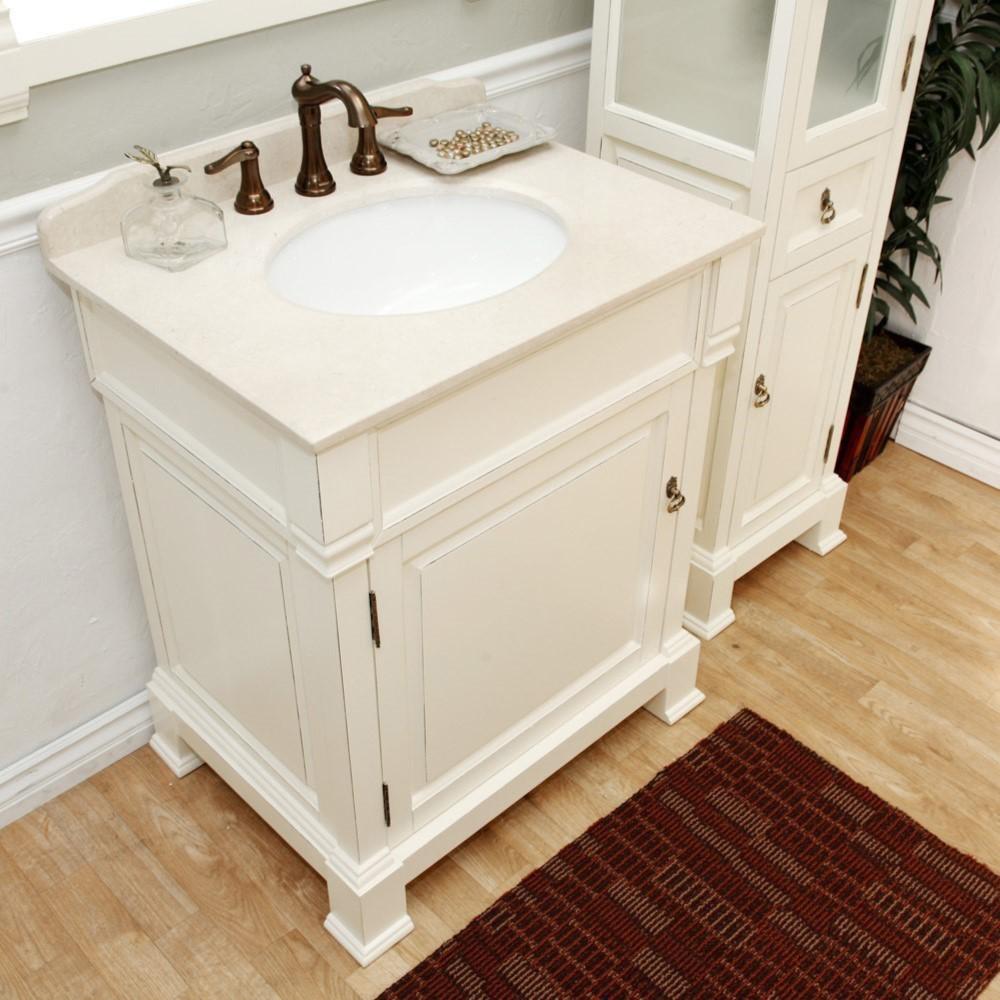 30 in Single sink vanity-wood-cream white. Picture 1
