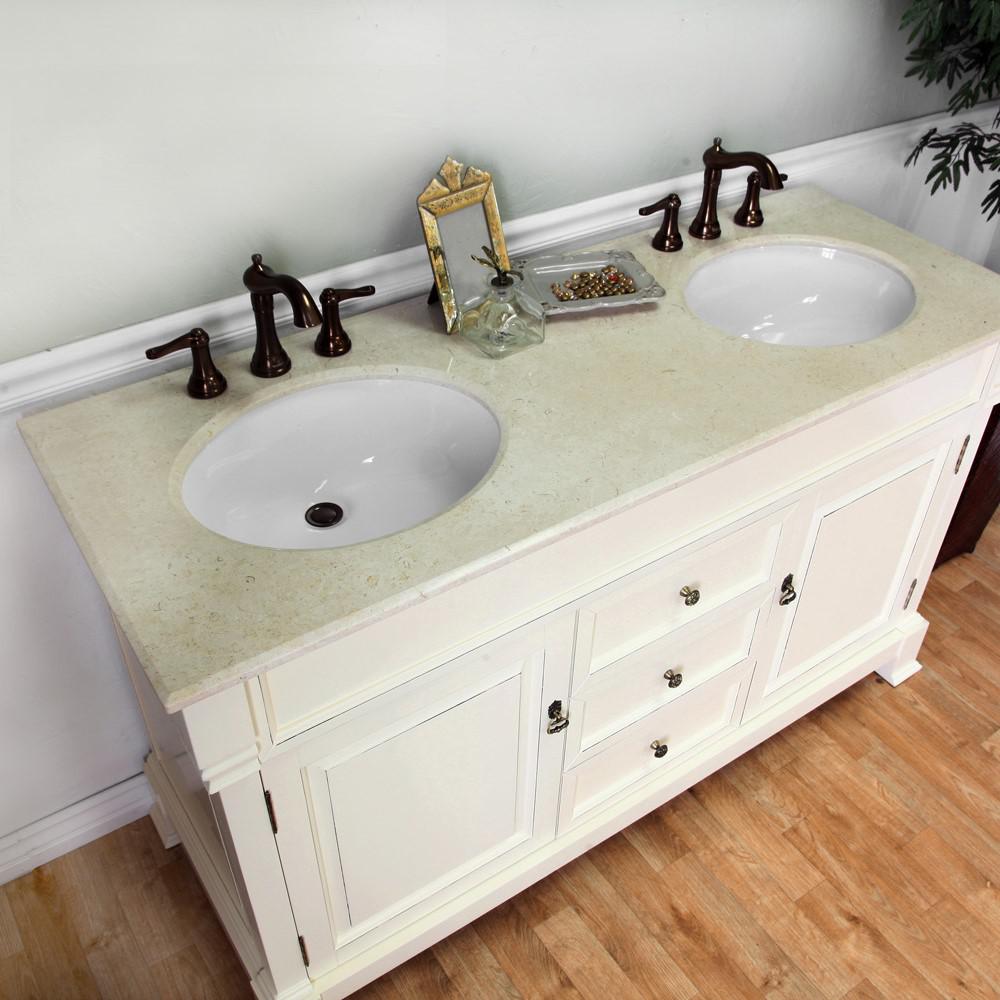 60 in Double sink vanity-wood-cream white. Picture 5