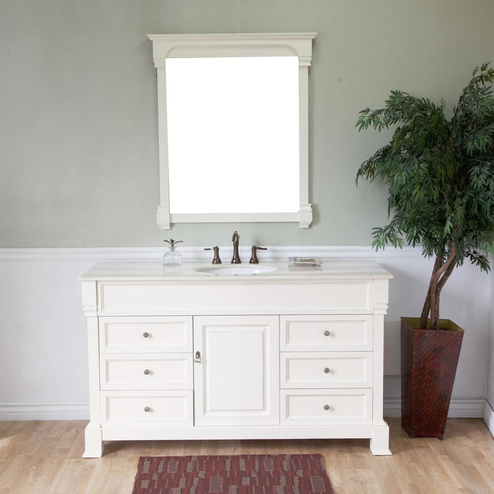 60 in Single sink vanity-wood-cream white. Picture 1