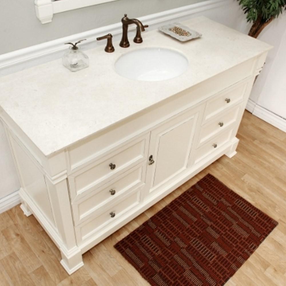 60 in Single sink vanity-wood-cream white. Picture 6