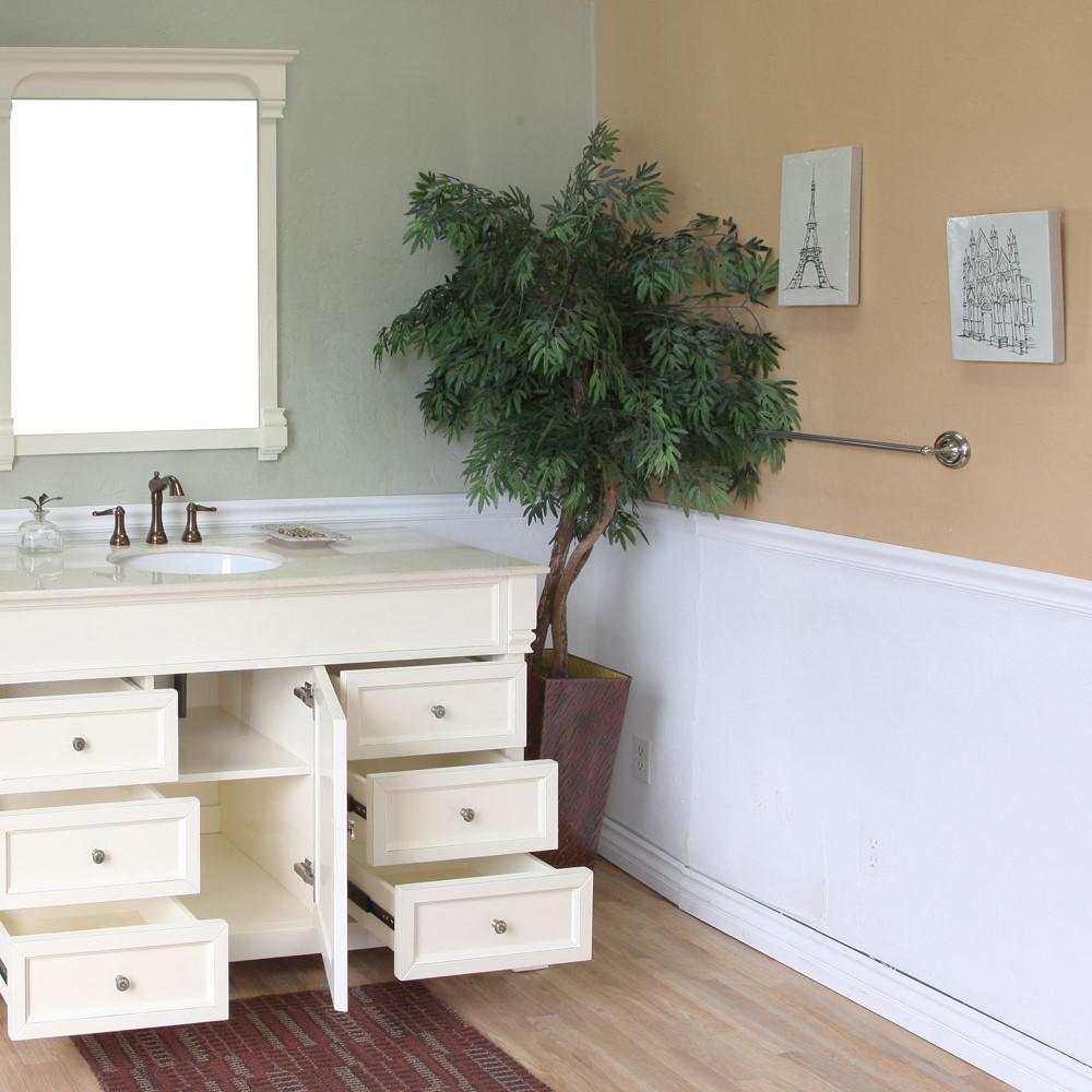 60 in Single sink vanity-wood-cream white. Picture 4