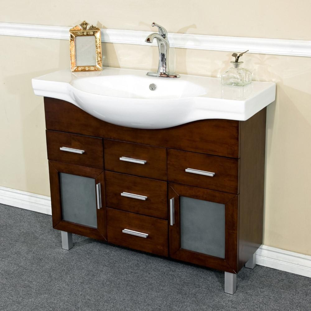 39.8 in Single sink vanity-wood-walnut-4 drawers. Picture 3