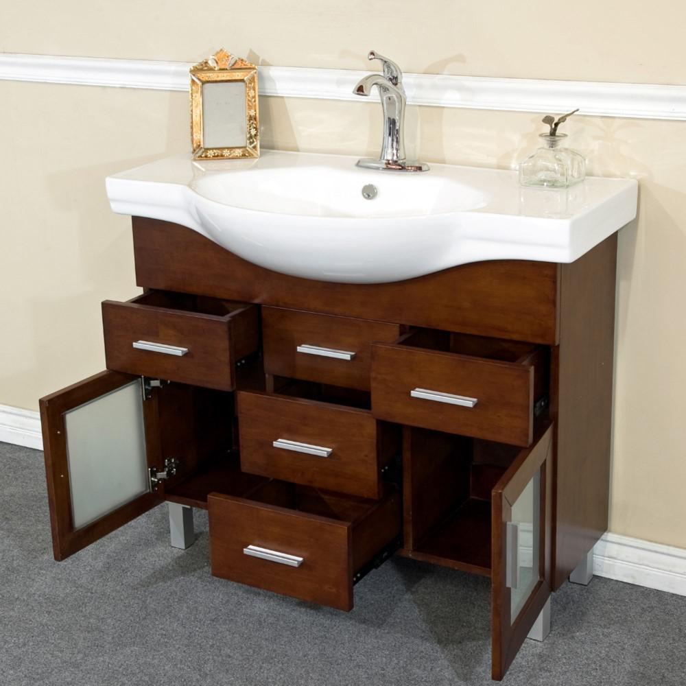 39.8 in Single sink vanity-wood-walnut-4 drawers. Picture 4