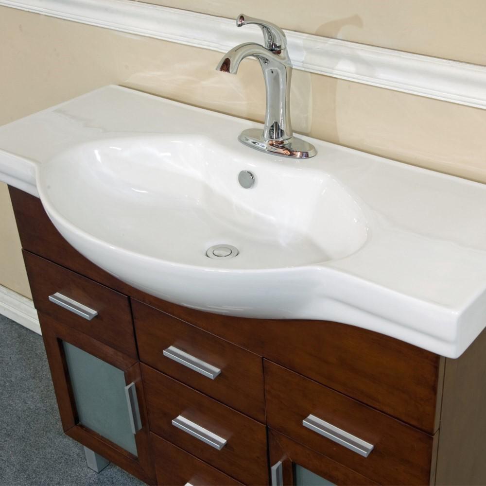 39.8 in Single sink vanity-wood-walnut-4 drawers. Picture 5