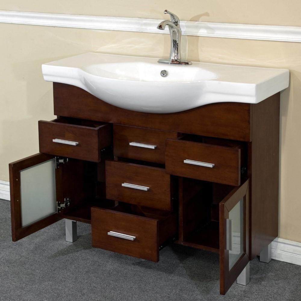 39.8 in Single sink vanity-wood-walnut-4 drawers. Picture 6