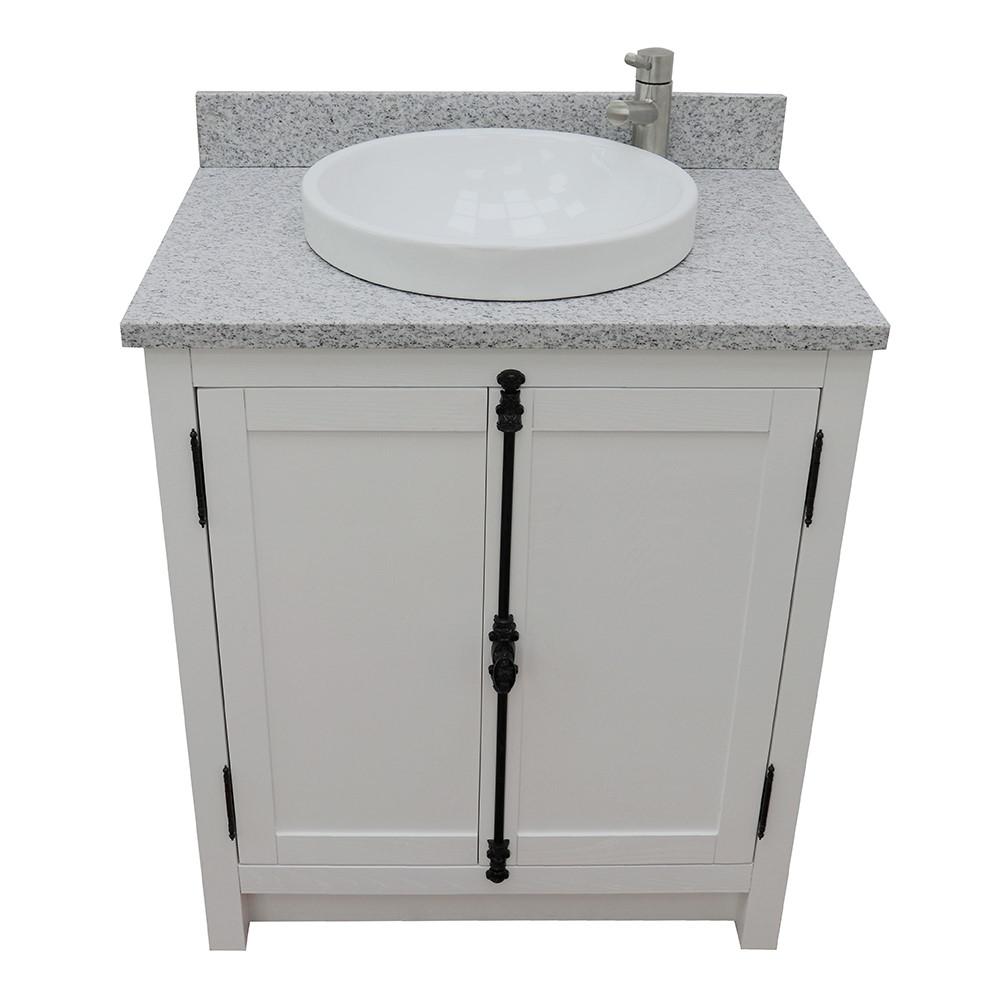 31 Single vanity in Glacier Ash finish with Gray granite top and round sink. Picture 8