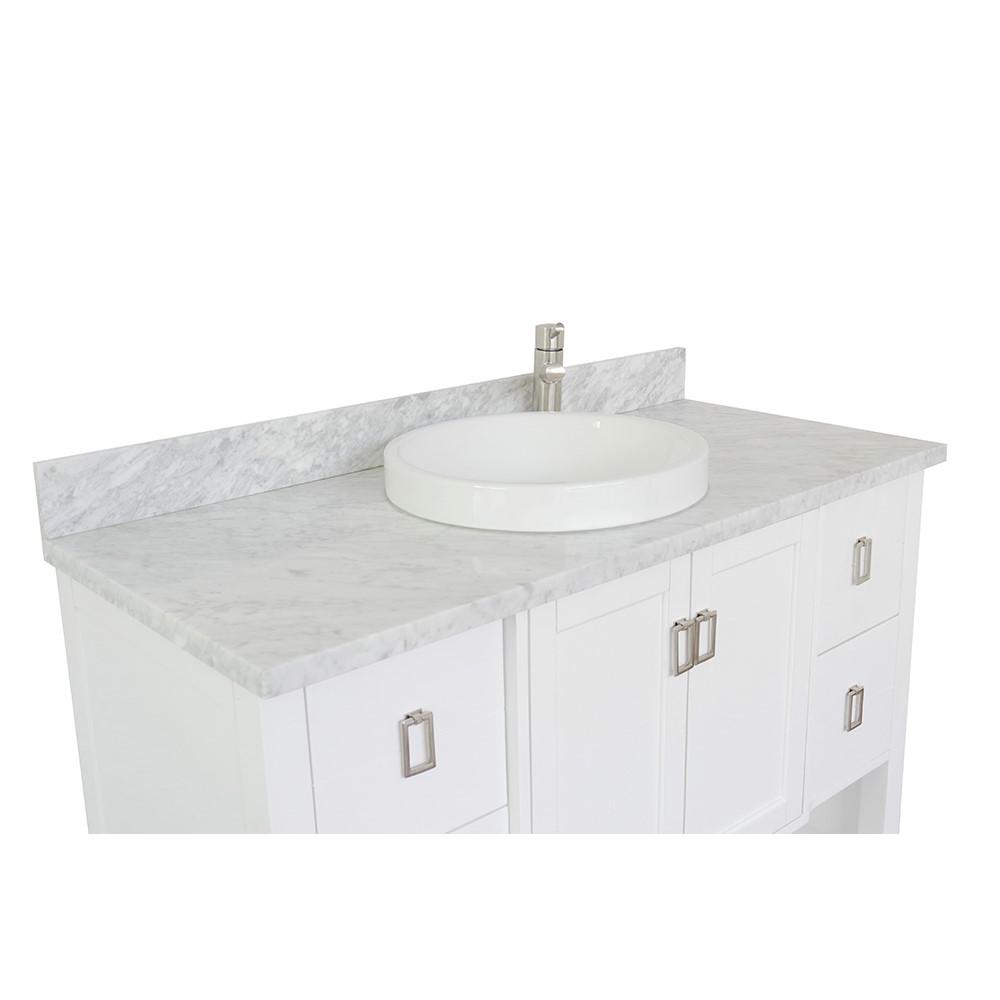 49 Single vanity in White finish with White Carrara top and round sink. Picture 5